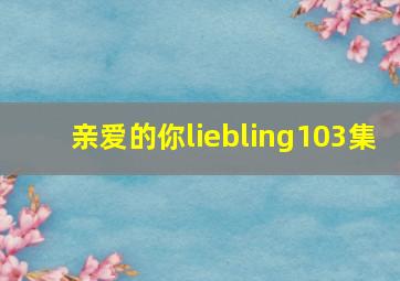 亲爱的你liebling103集