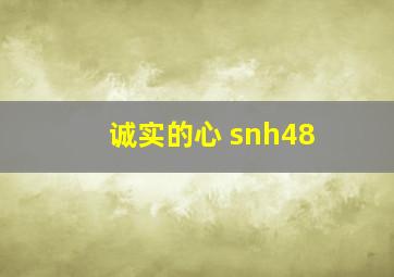 诚实的心 snh48