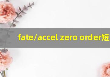 fate/accel zero order短篇